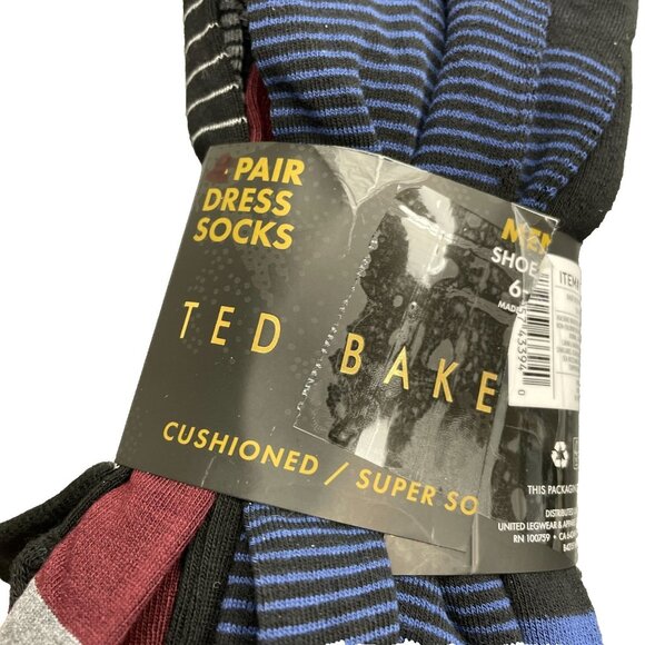 NEW 5-Pair Ted Baker Men's Dress Socks Pack Size 6-12 Cushioned Super Soft Rayon - Picture 1 of 5